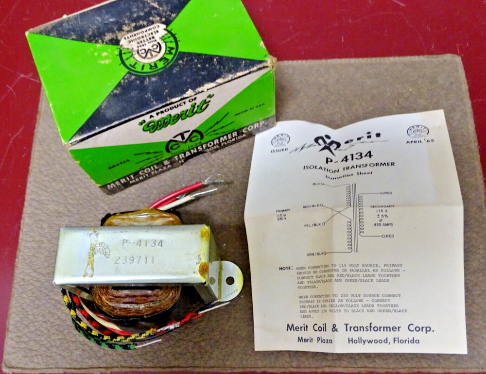 Merit Type P-4134 Isolation Transformer, NOS