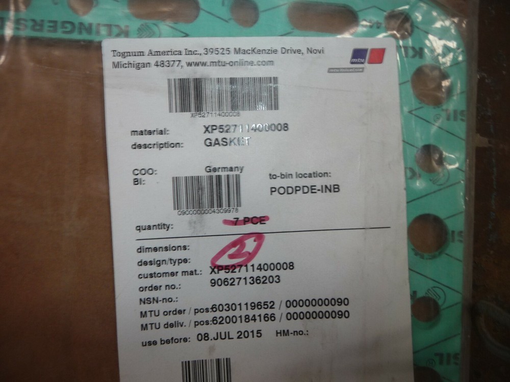 MTU XP52711400008 Gasket