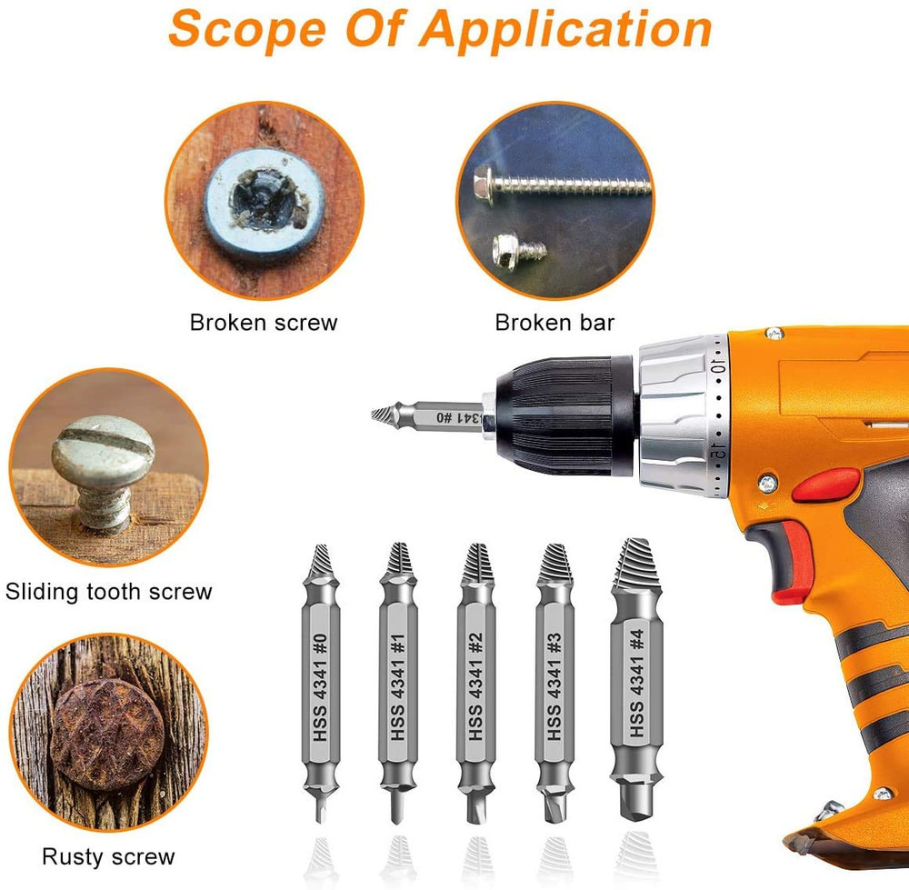 Damaged Screw Extractor - Remover Stripped Head Screws Nuts Bolts Drill Bit Tool