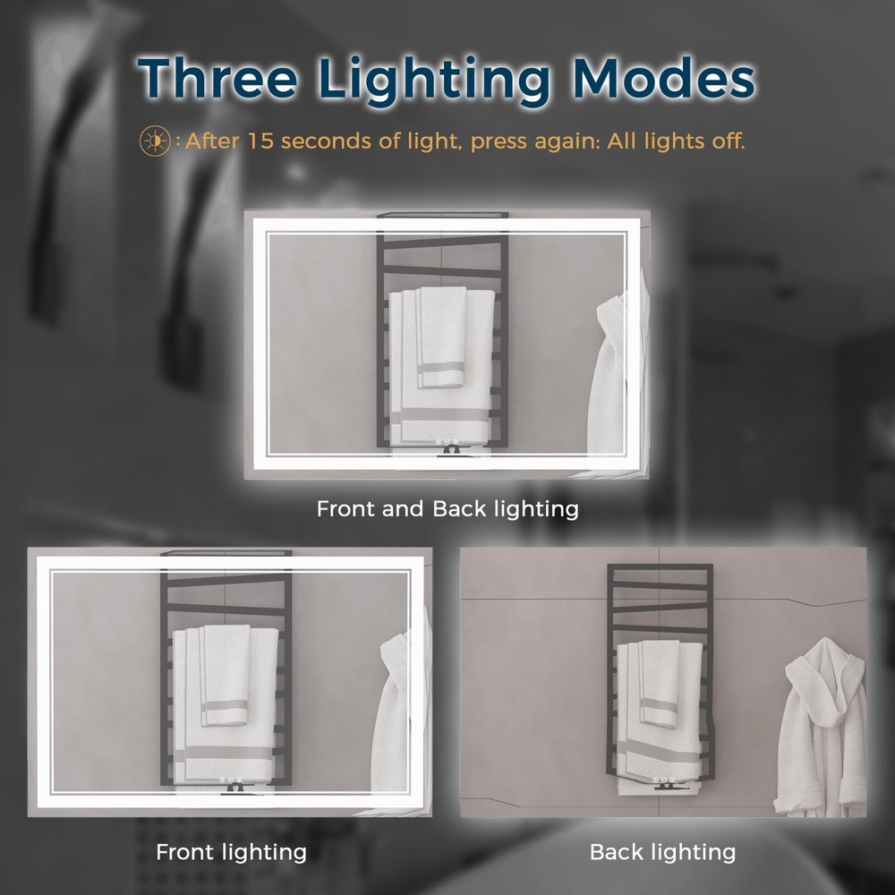 48*32 LED Bathroom Mirror, Lighted Vanity Mirror, Mirror With Light