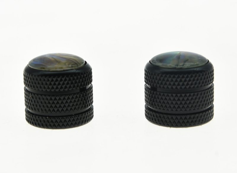 2-Pack Black Push On 6mm Guitar Abalone Cap Top Dome Knobs Bass Knob Tele Knobs