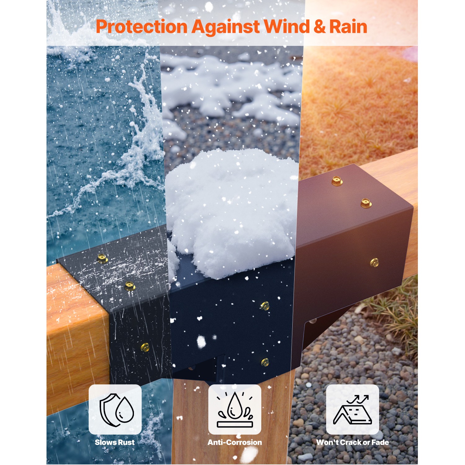 4x4 Inch Pergola Bracket Kit Inner 3.5x3.5 3-Way Woodworks DIY Post 2 pcs