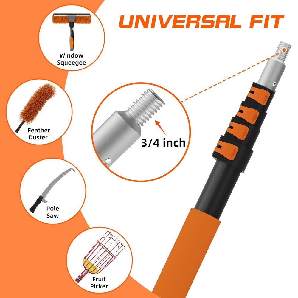 26 FT Cobweb Duster with Extension Pole, Cobweb Duster with 5-20FT Telescopin...