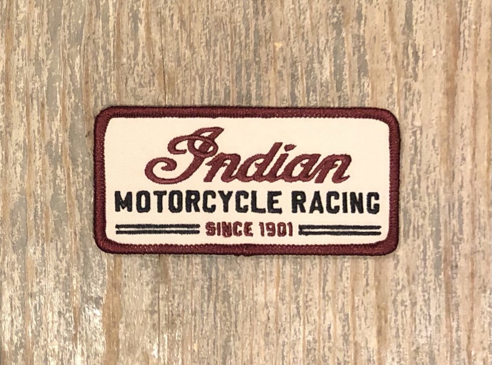Retro Indian Motorcycle Racing Rectangular Patch