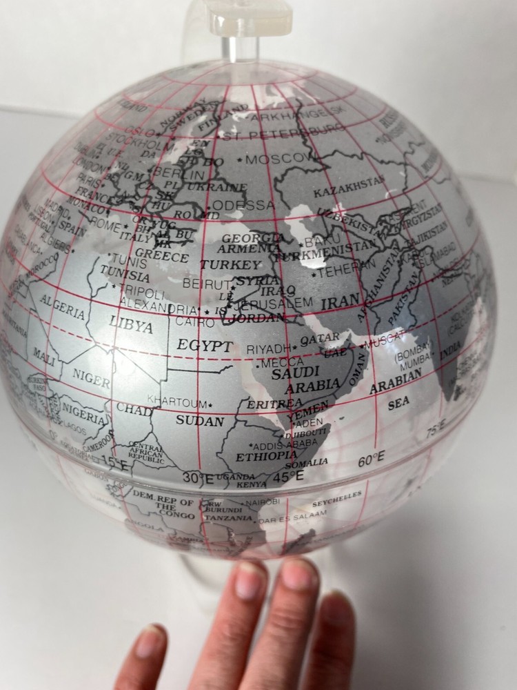 2002 Spherical Concepts 8" Clear World Globe Acrylic Stand Desk Globe