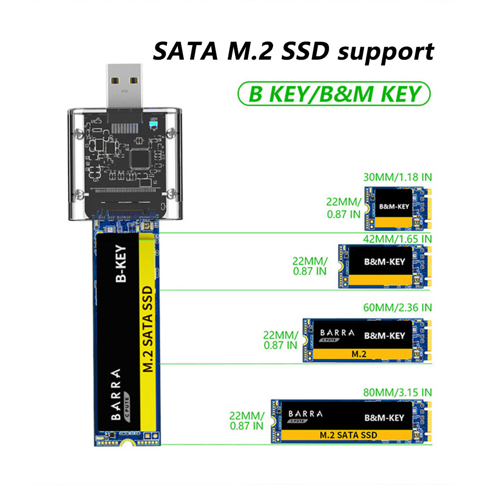 M.2 NGFF SSD SATA TO USB 3.0 Solid State External Enclosure Storage Case Adapter
