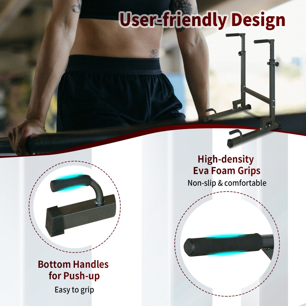 Heavy Duty Power Tower Dip Station Adjustable Height for Versatile Workouts