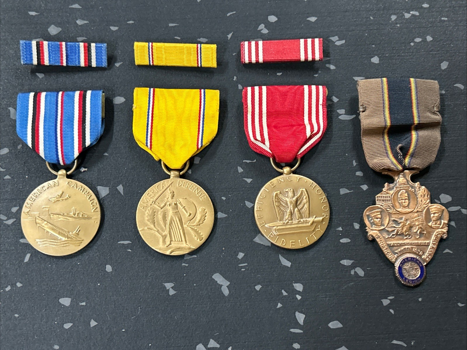 VTG U.S. Military WWII Medals & Pin Bars American Campaign Defense Good Conduct