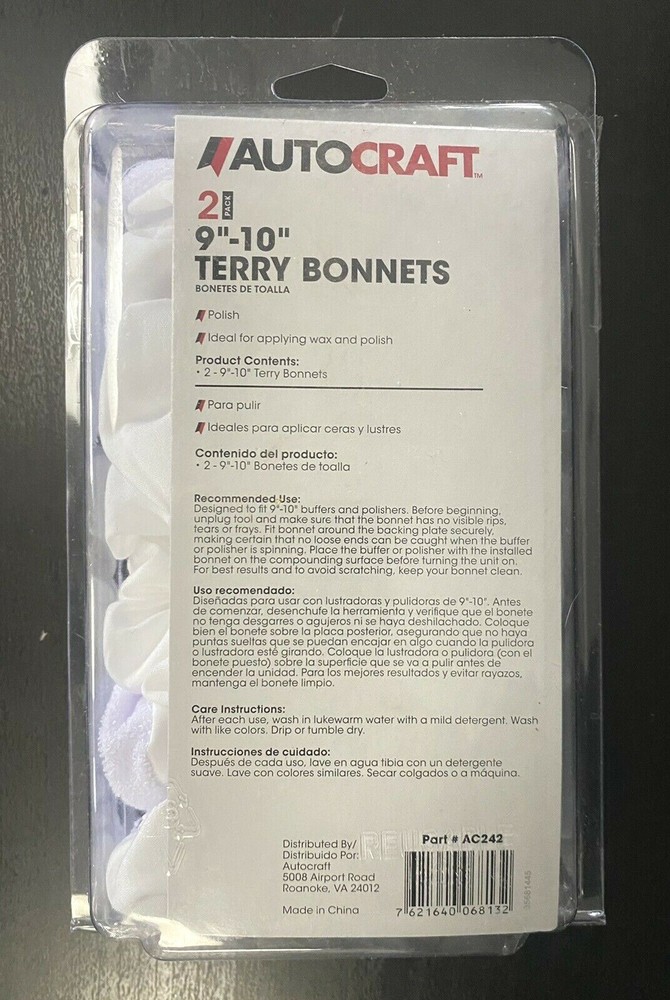 Autocraft Microfiber Bonnet For 9-10inch Diameter Buffer Wheel (2 Per Pack)AC242