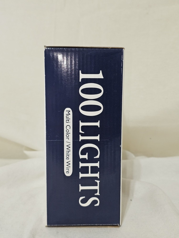 100 Holiday String to String Style Lights (White Wire; Red, Clear, Blue Bulbs)