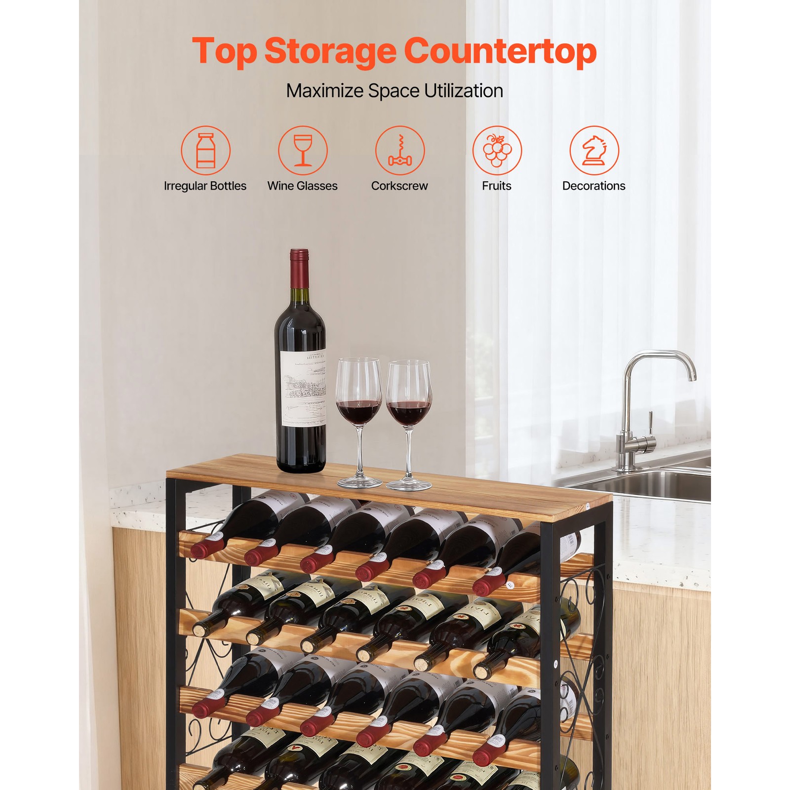 Uimoso 48-Bottle Wine Rack, 8-Tier Freestanding Floor Wine Storage Organizer