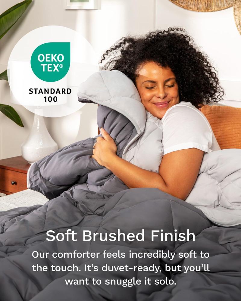 Reversible Twin XL Down Alternative Comforter - Soft Microfiber Gray