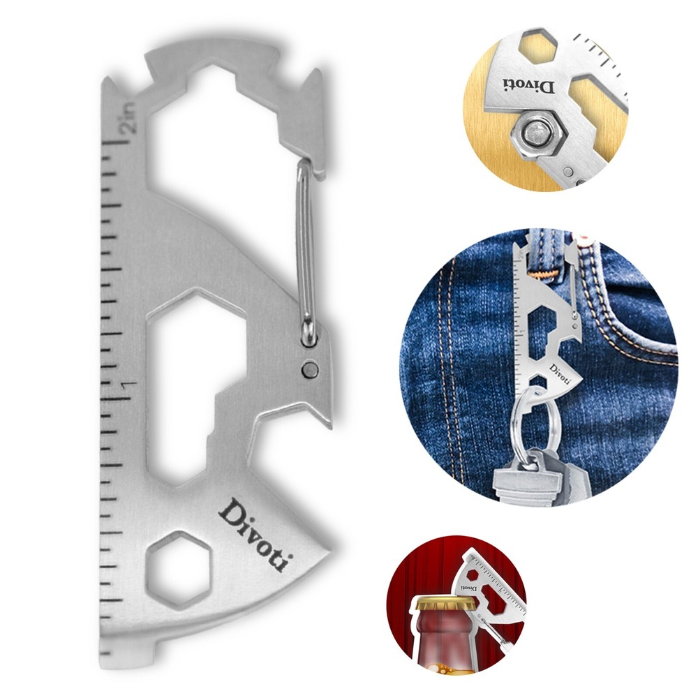 STEEL HAWK Quartermaster Carabiner Keychain Multitool, 17-in-1 Multi Tool