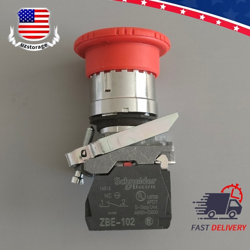 New In Box Emergency Stop Button For Schneider XB4BS8442 XB4-BS8442 Red Head Ø40