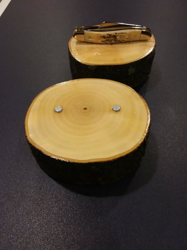 2-- KNIFE DISPLAY STANDS, SOLID PEAR WOOD