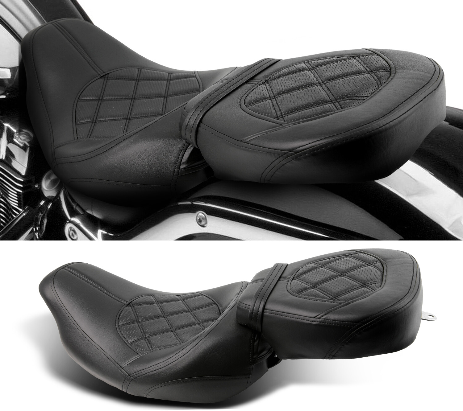 For Harley Davidson Touring CVO Road King Driver Passenger Seat Black Stitching
