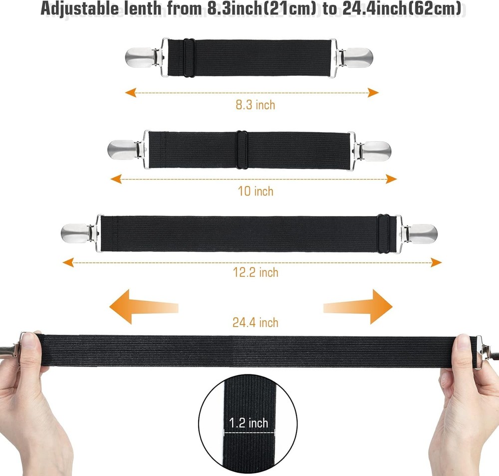 Korlon 8 Pack Bed Sheet Straps, Adjustable Fitted Straps Clips, Heavy...