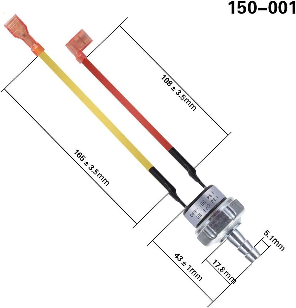 Certified 150 PSI Air Pressure Switch - Automatic Control for Compressors