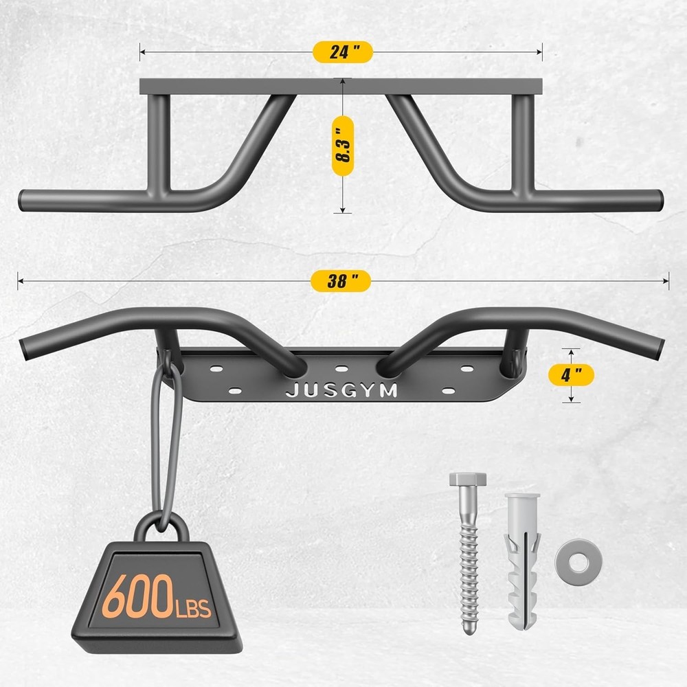 Wall Mounted Pull Up Bar Chin Up Bar, Pull-Up Bar Support Beam or Joist Mounted