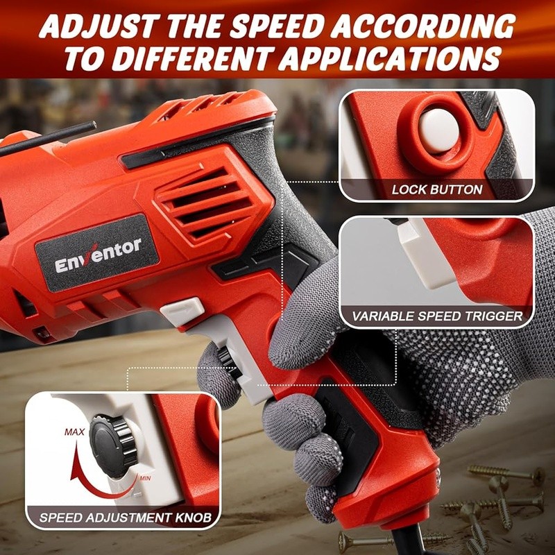 Corded Hammer Drill 7.5A 3000RPM Variable Speed Impact Drill 2-in-1 Function New