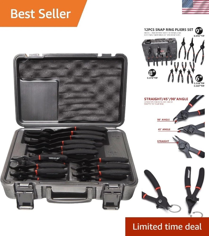 Professional Grade Snap Ring Pliers - 12 Piece Set