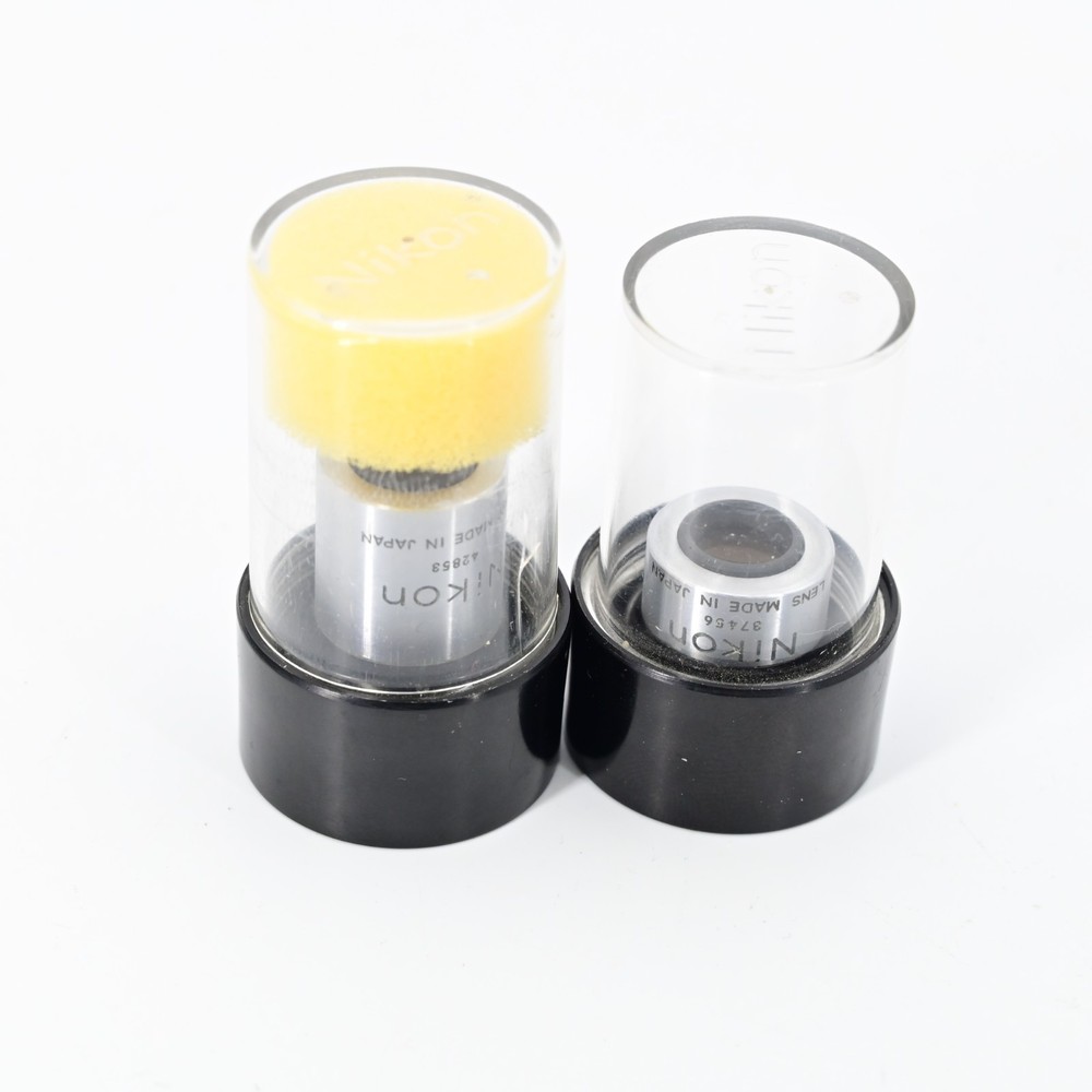 Nikon Plan 4x 10x Objective Lens Set 4/0.1 10/0.25 For RMS Microscope w/ Case