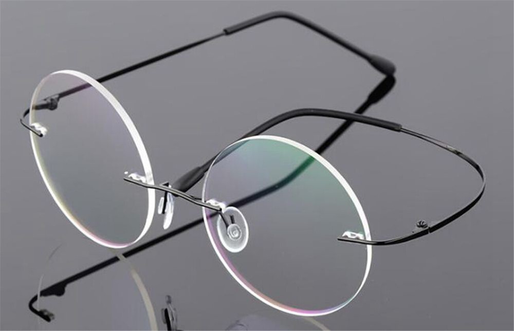 Round Rimless Clear Frame Nearsight Glasses Short Sight Negative
