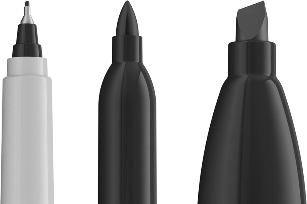 Permanent Markers, Multi-Tip Pack, Fine/Ultra Fine/Chisel Tip, Black, 6 Count