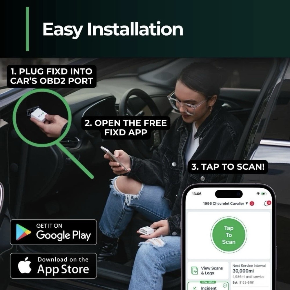 FIXD Bluetooth OBD2 Scanner for Car - Car Code Readers & Scan Tools for iPhone &