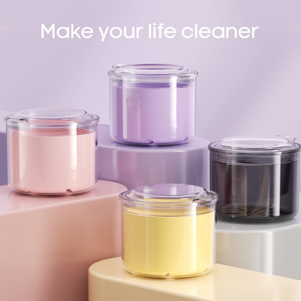 Denture Bath Cup with Cleaning Brush, Large Soaking Container Black