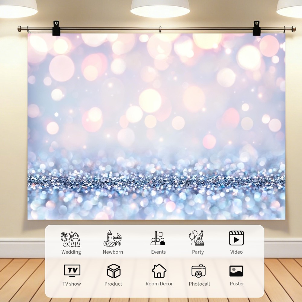 Sequin Glitter Backdrop (6x4ft) Silver Sparkle Background for Wedding