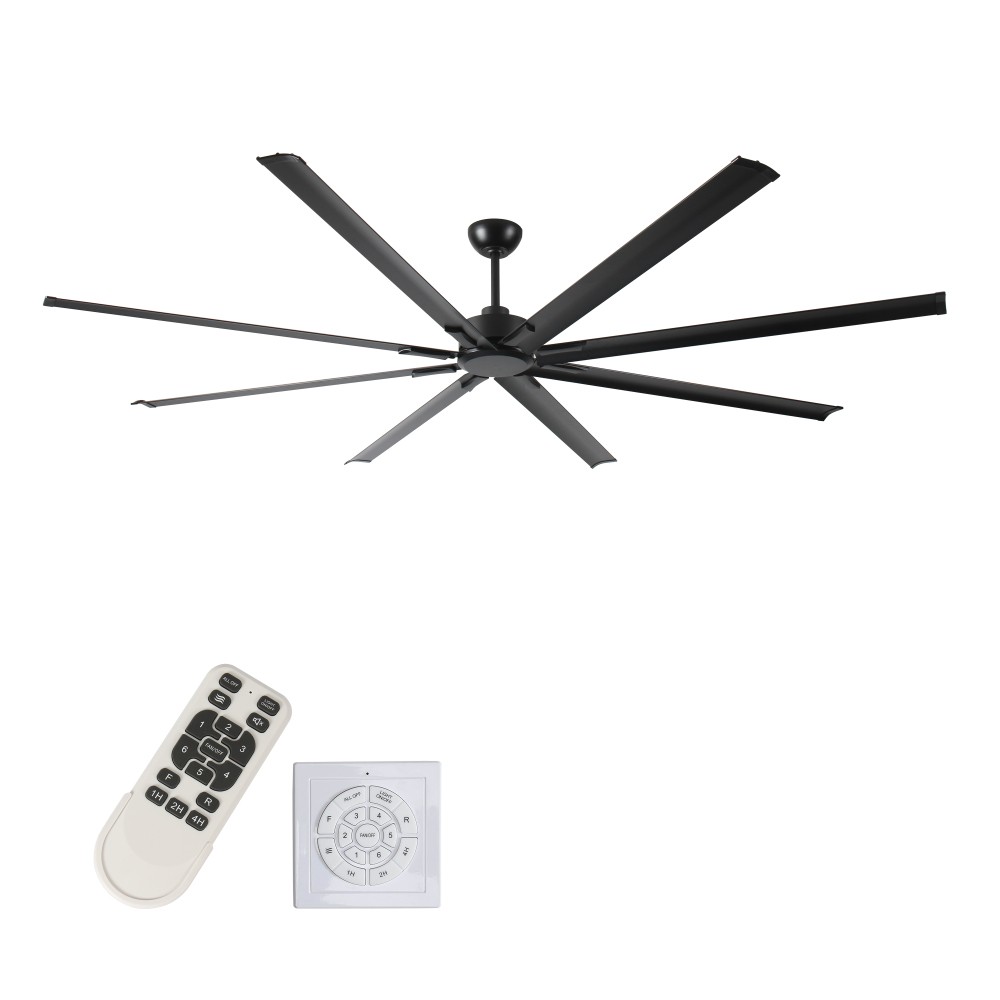 96" Industrial Ceiling Fan w/ Remote, 8 Blades, 5-Speed, for Home/Shop