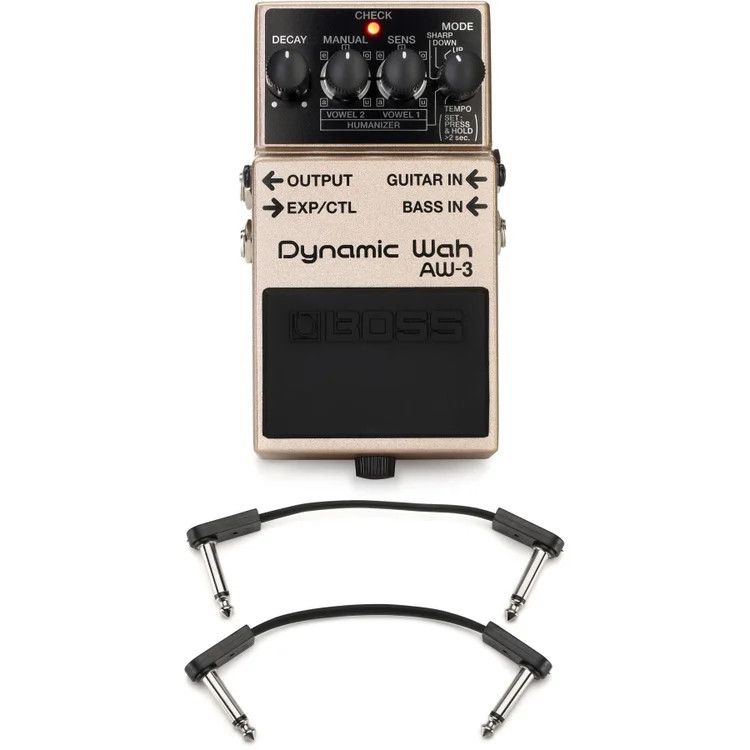 Boss AW-3 Dynamic Wah Pedal with EBS Patch Cables