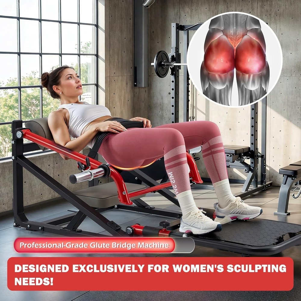 Hip Thrust Machine, 800LBS Capacity Glute Bridge Trainer Gym Sprout Machine