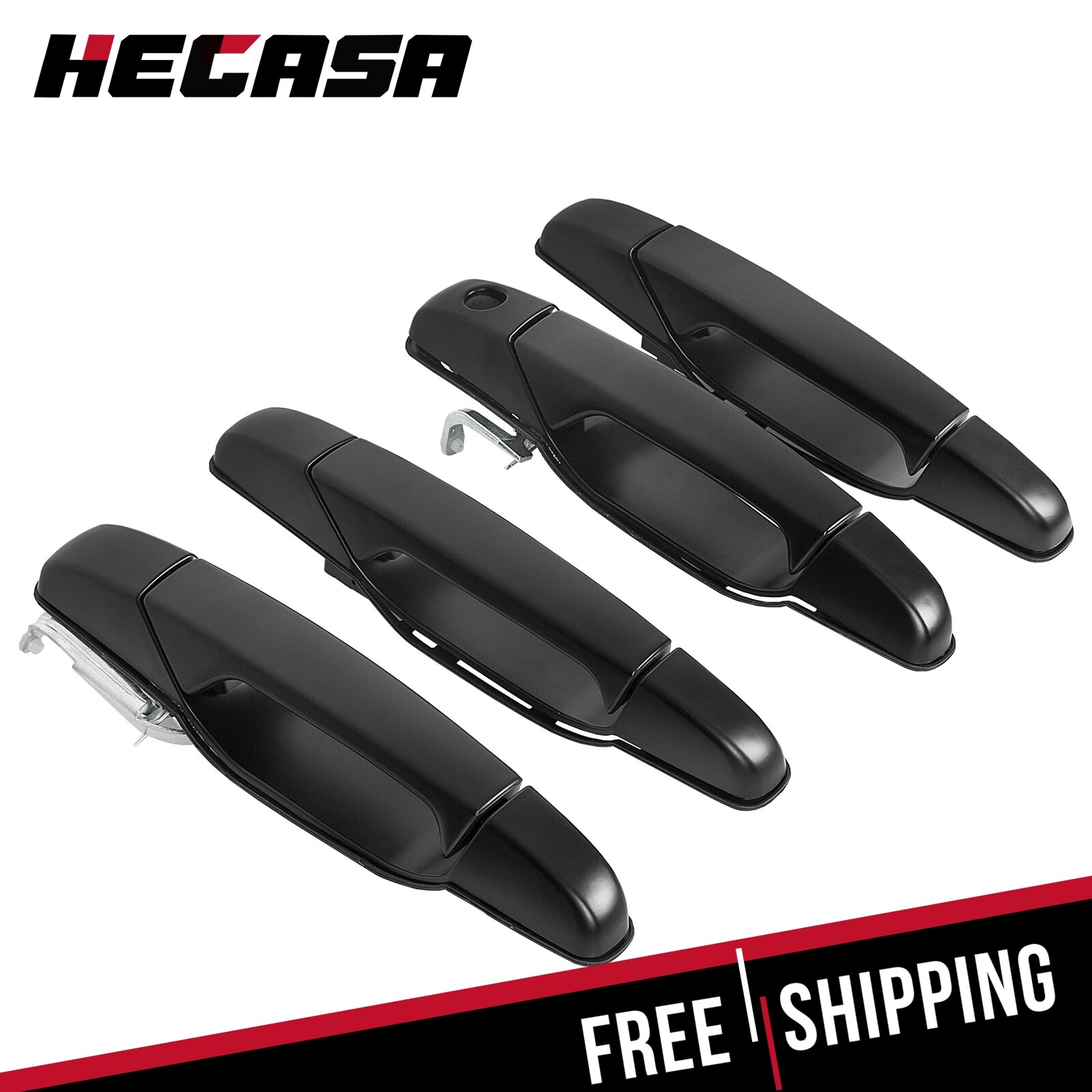 Set of 4 Door Handle Black Front & Rear For Chevy GMC Tahoe Yukon Sierra 07-14