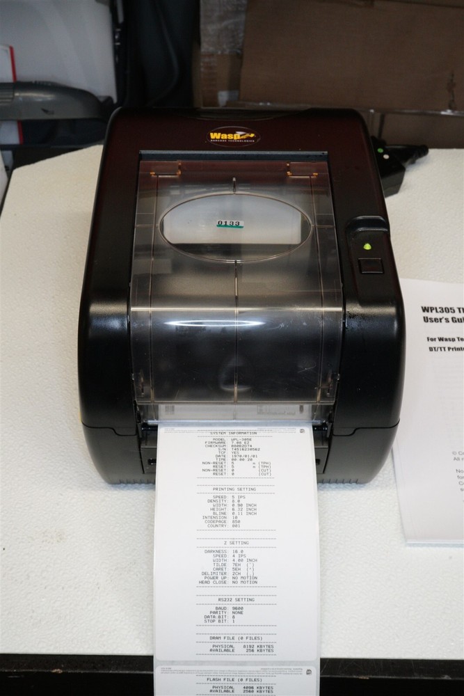 Wasp WPL305E Barcode Label Printer With Power Adapter