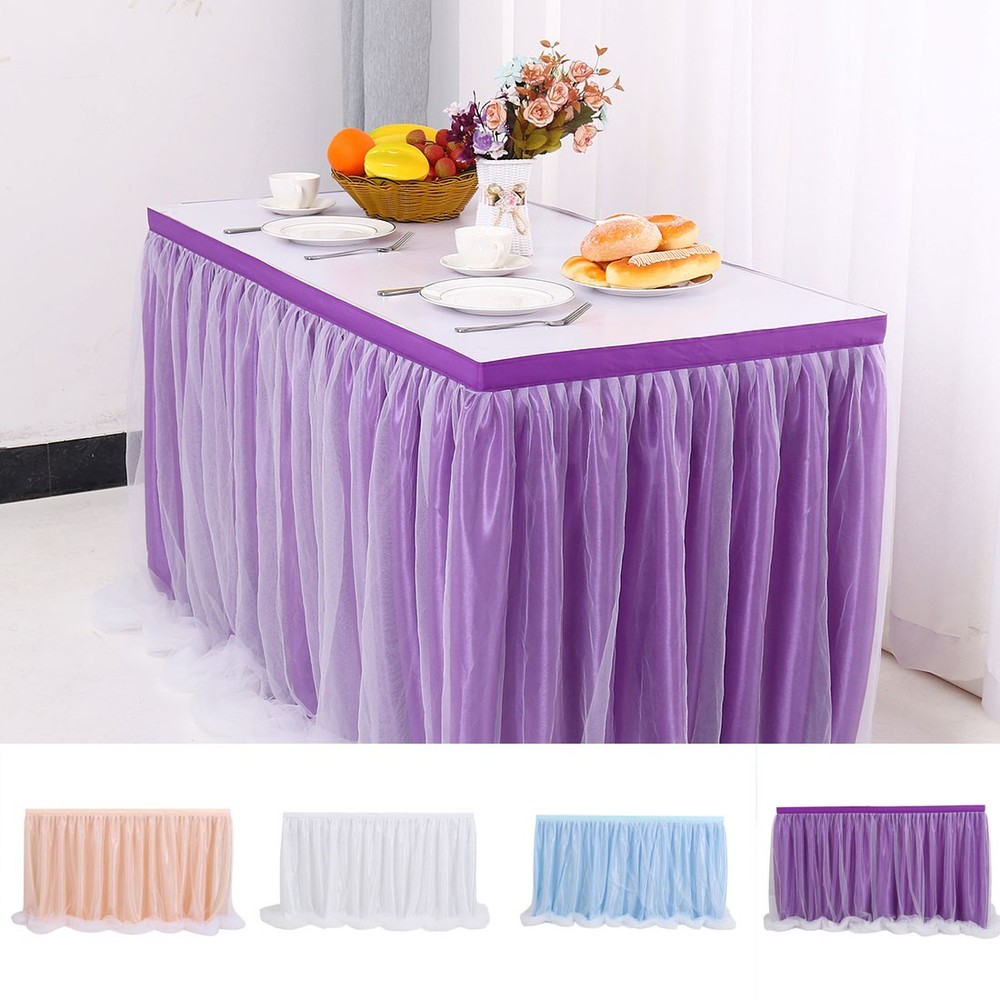 Tulle TUTU Long Table Skirts Tableware Wedding Birthday