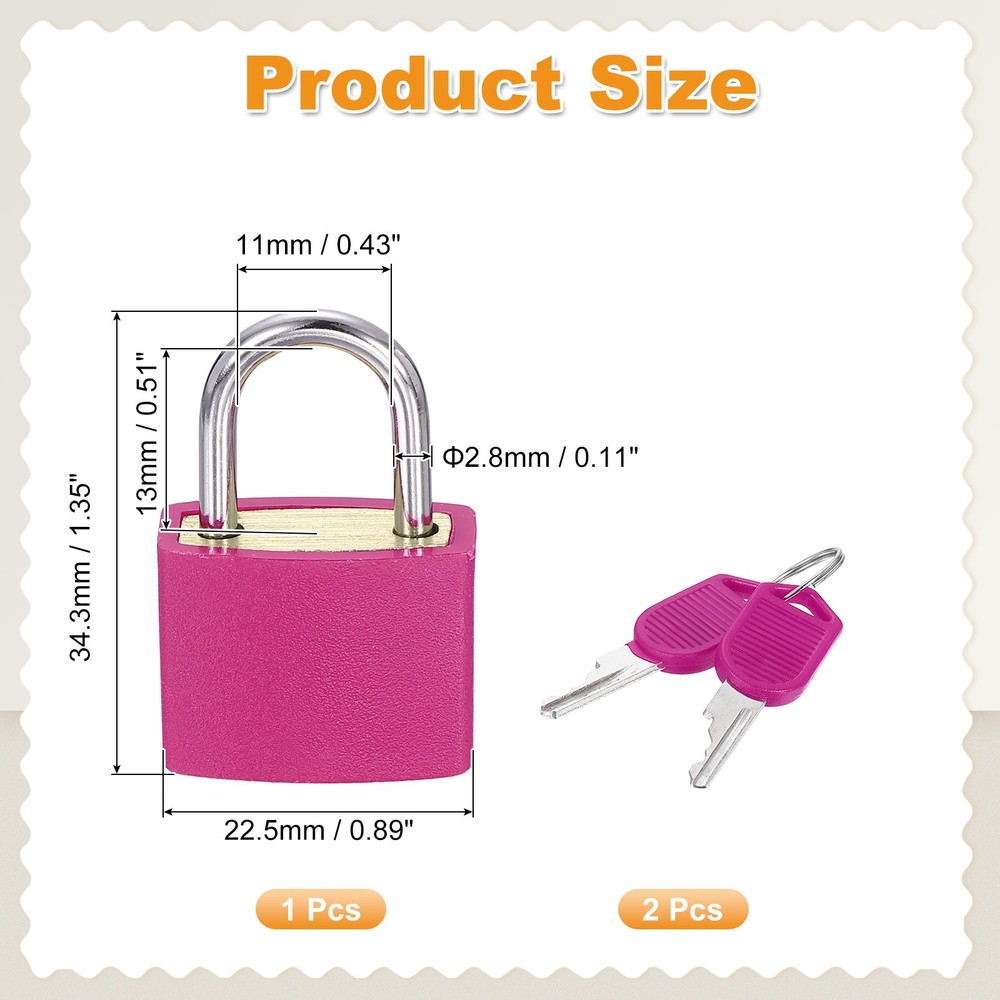 Padlock with Keys Shackle Waterproof Keyed Locks Rose Red