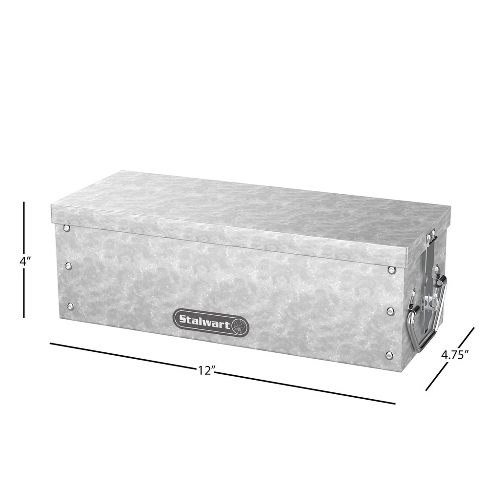 Lock Box with Folding Handle - Durable Metal Storage Chest with Stackable Des...