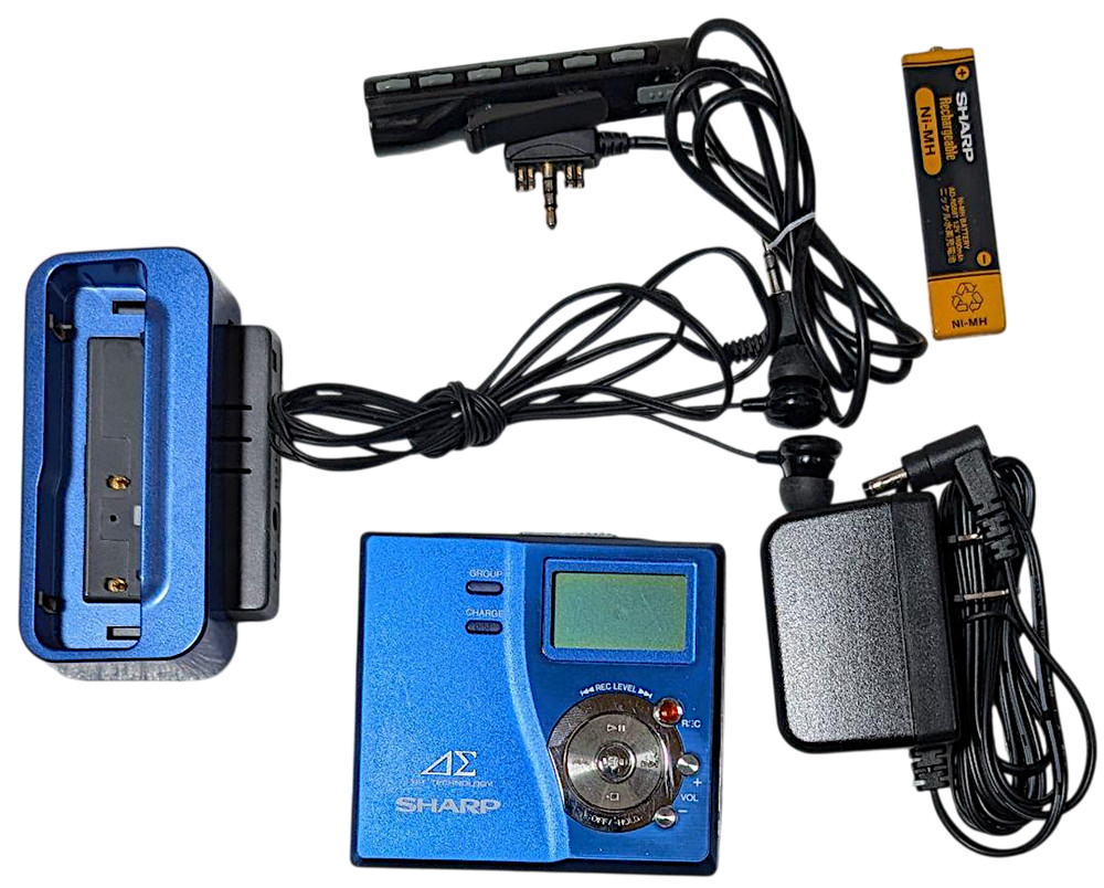 SHARP MD-DR77 Blue Portable MD Recorder Player Auvi Basic Operation Tested OK
