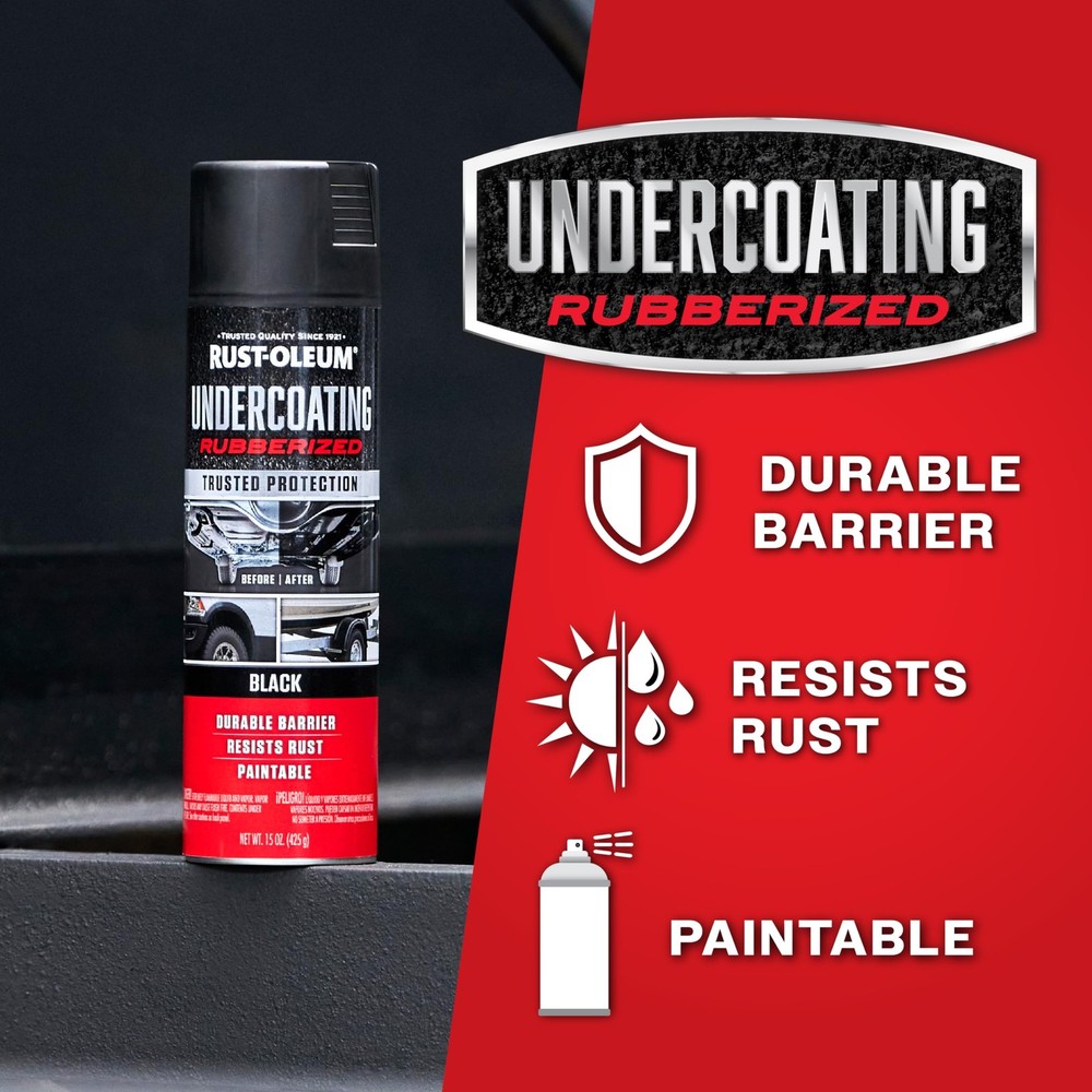 Rubberized Undercoating Spray Black 15oz Stops Rust 6 Pack Protective Coating