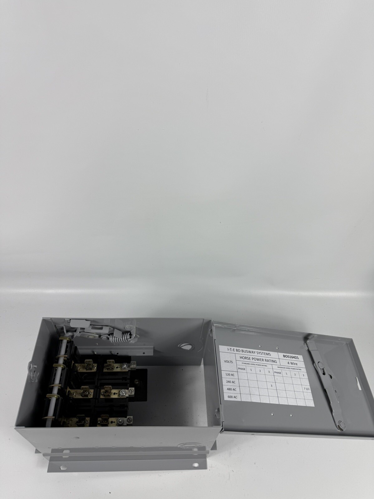 BOS16421 ITE Siemens 30 Amp 240V 3P 4 Wire Fusible Bus Plug BD Switch, 30A BOS