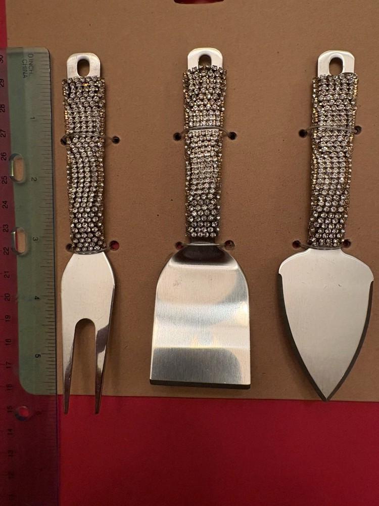 Cheeseboard Utensil Set with Rhinestone Handle
