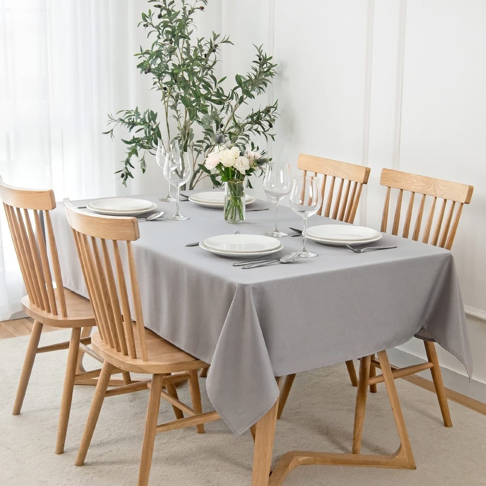 maxmill Rectangle Slubby Textured Tablecloth Waterproof Spillproof Wrinkle Fr...