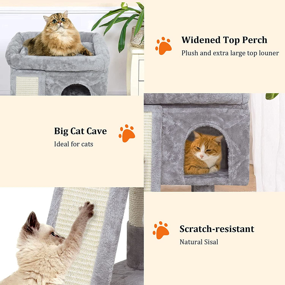 Small Cat Tree for Indoor Cats, Cat Tower with Scratching Post, Modern Activity