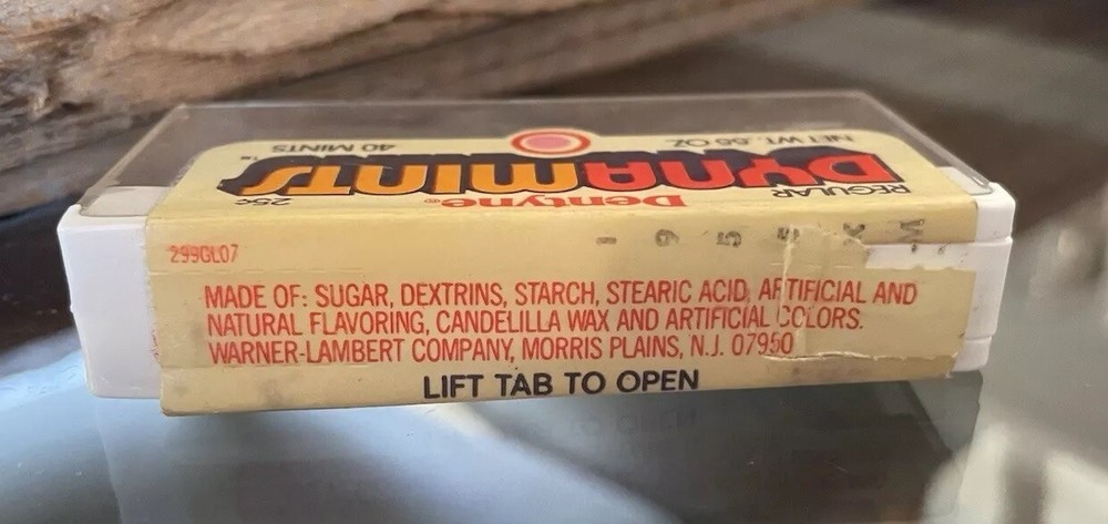 Vintage Dentyne Dynamints Plastic Mint Candy Container 1970s or 80s