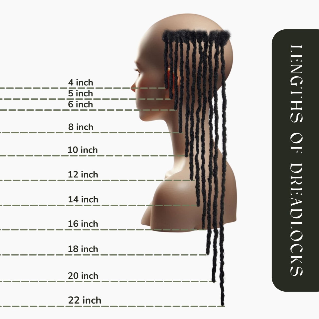 Textured interlocd human hair Dreadlock extensions, blunt tips, length: 4 ''- 60