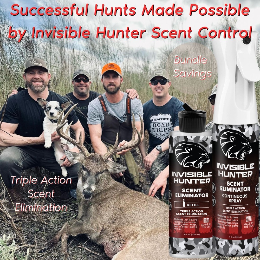 Invisible Hunter Scent Elimination Spray/Refill Bundle; Triple Action Control