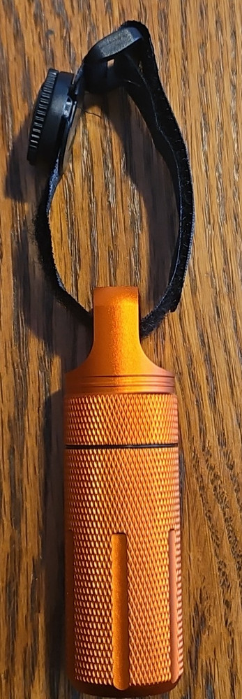 EDC Aluminum Waterproof Storage Capsule 4" Orange w/ Compass & Hook‑Loop Strap