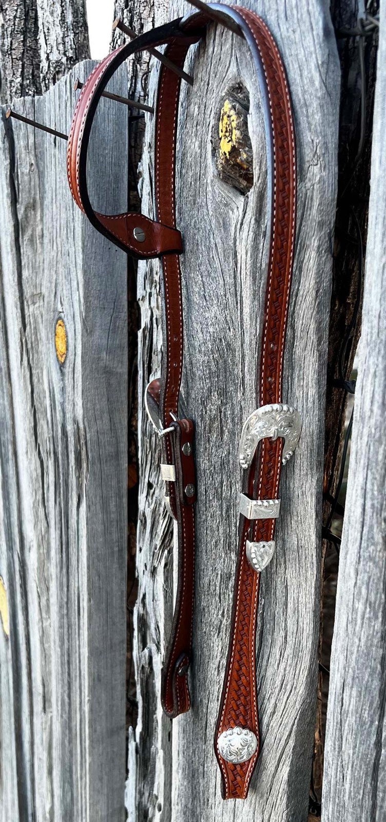 Beautiful COWBOY Vaquero SILVER SLIDING EAR HORSE HEADSTALL By Hansen Of CA